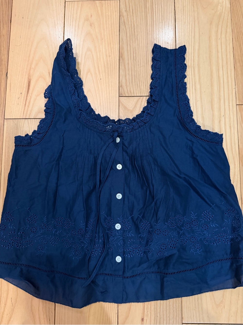Madewell Navy Lace-Trim Button Front Camisole